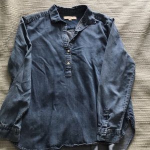 Denim chambray popover shirt
